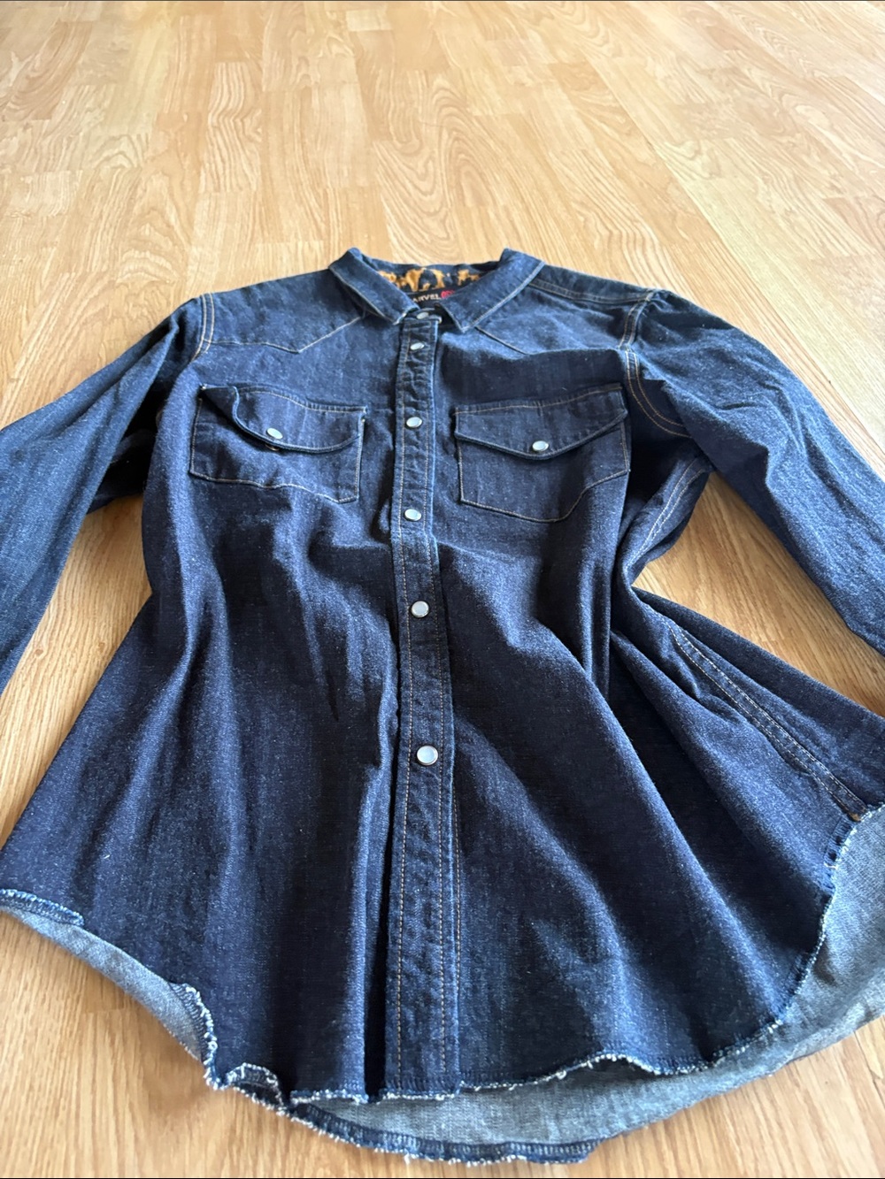 Dark Blue Denim Button-Down Shirt